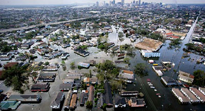 A badly flooded New Orleans