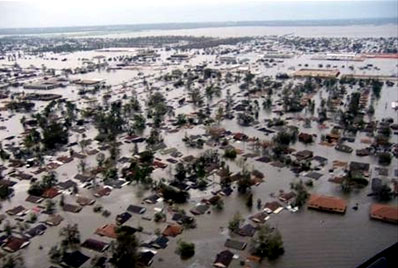 Flooded houses