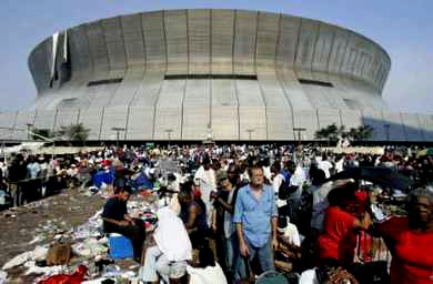 Hurricane Katrina survivors at the New Orleans Superdome